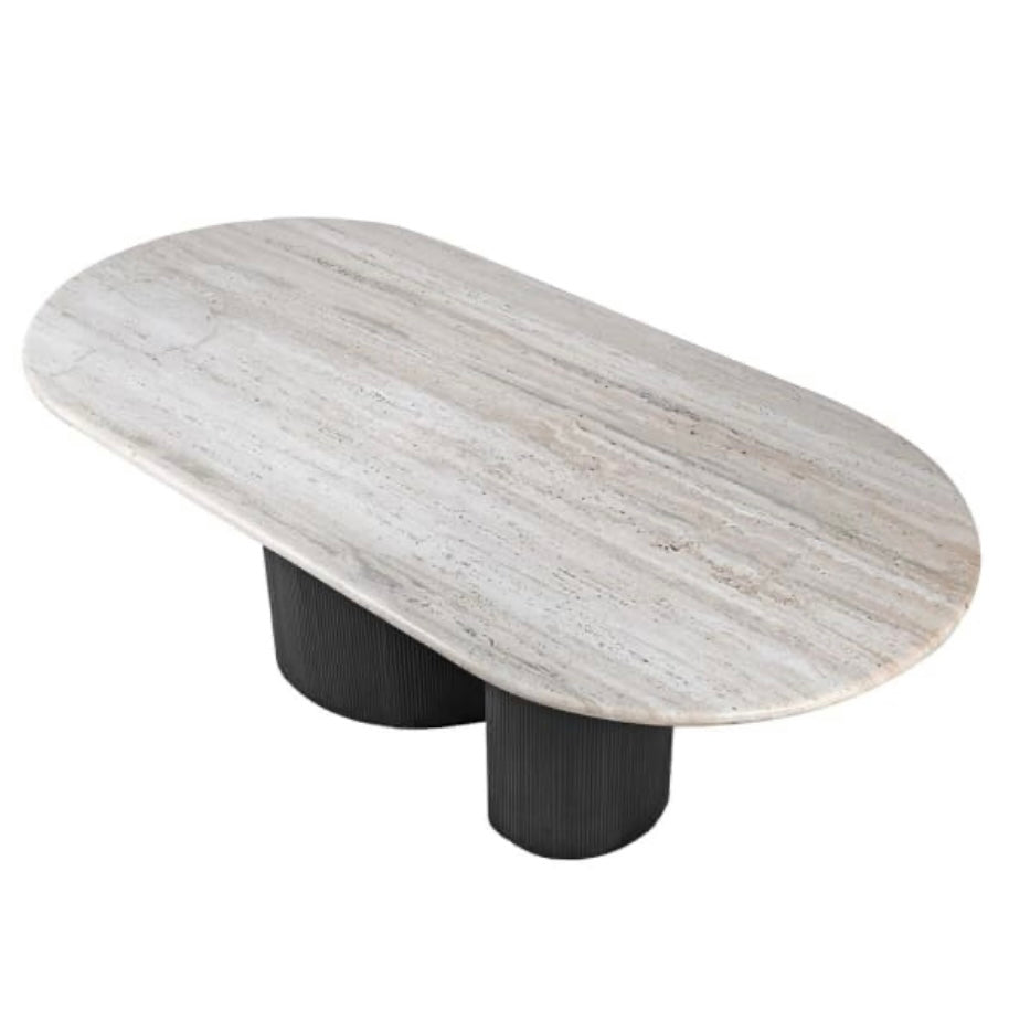 Travertine Ribbed Base Dining Table
