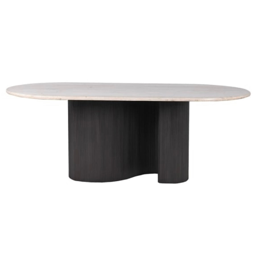Travertine Ribbed Base Dining Table