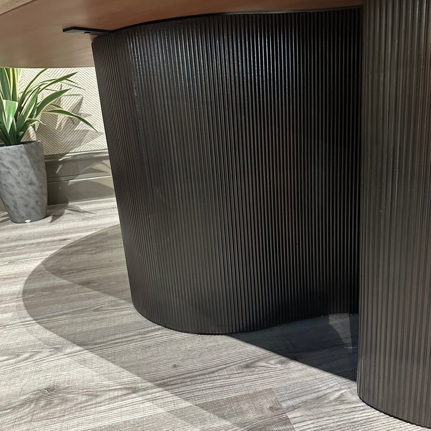 Travertine Ribbed Base Dining Table
