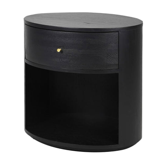 Black Oak Cylinder 1 Drawer Side Table