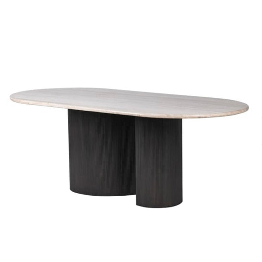 Travertine Ribbed Base Dining Table