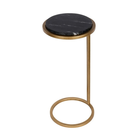 Iota Accent Table Black Marble Aged Gold Frame